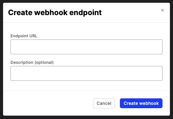 a screenshot of the create webhook endpoint form