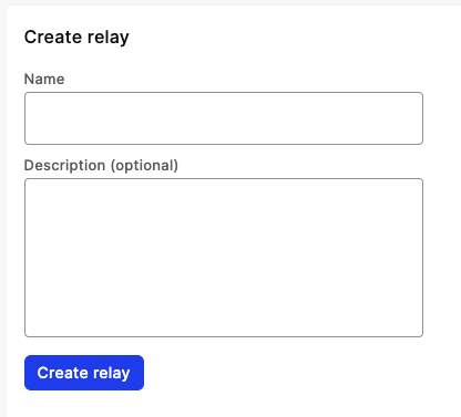 a screenshot of the webhook relay create form